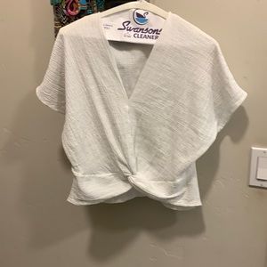 White gauzy Zara top